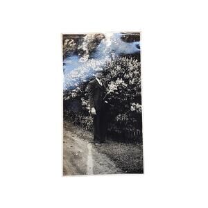 Vtg Man Posing Near Bush Original Monochrome Photography Found Portrait Snapshot